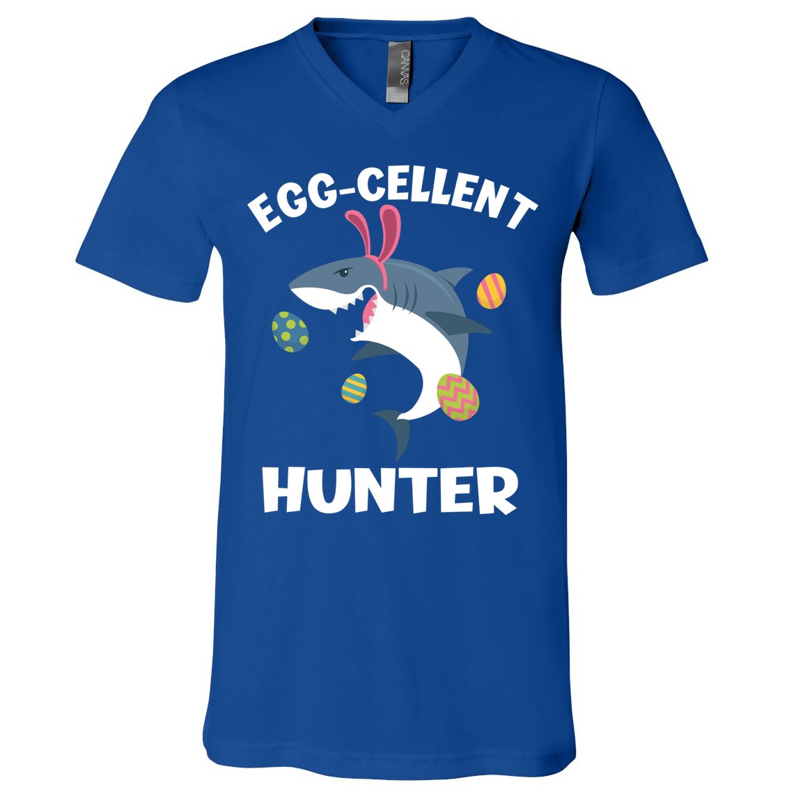 White Shark Bunny Eggfunny Giftcellent Hunter Funny Easter Cute Gift V-Neck T-Shirt