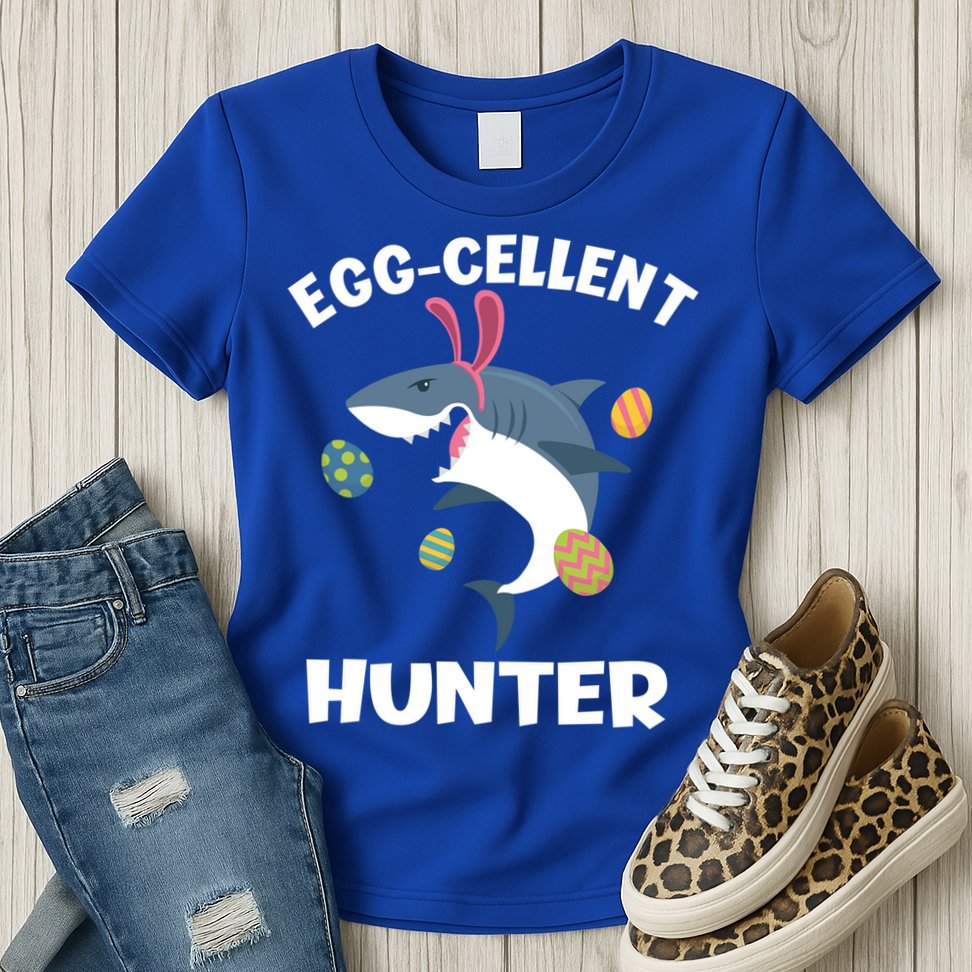 White Shark Bunny Eggfunny Giftcellent Hunter Funny Easter Cute Gift Womens T-Shirt