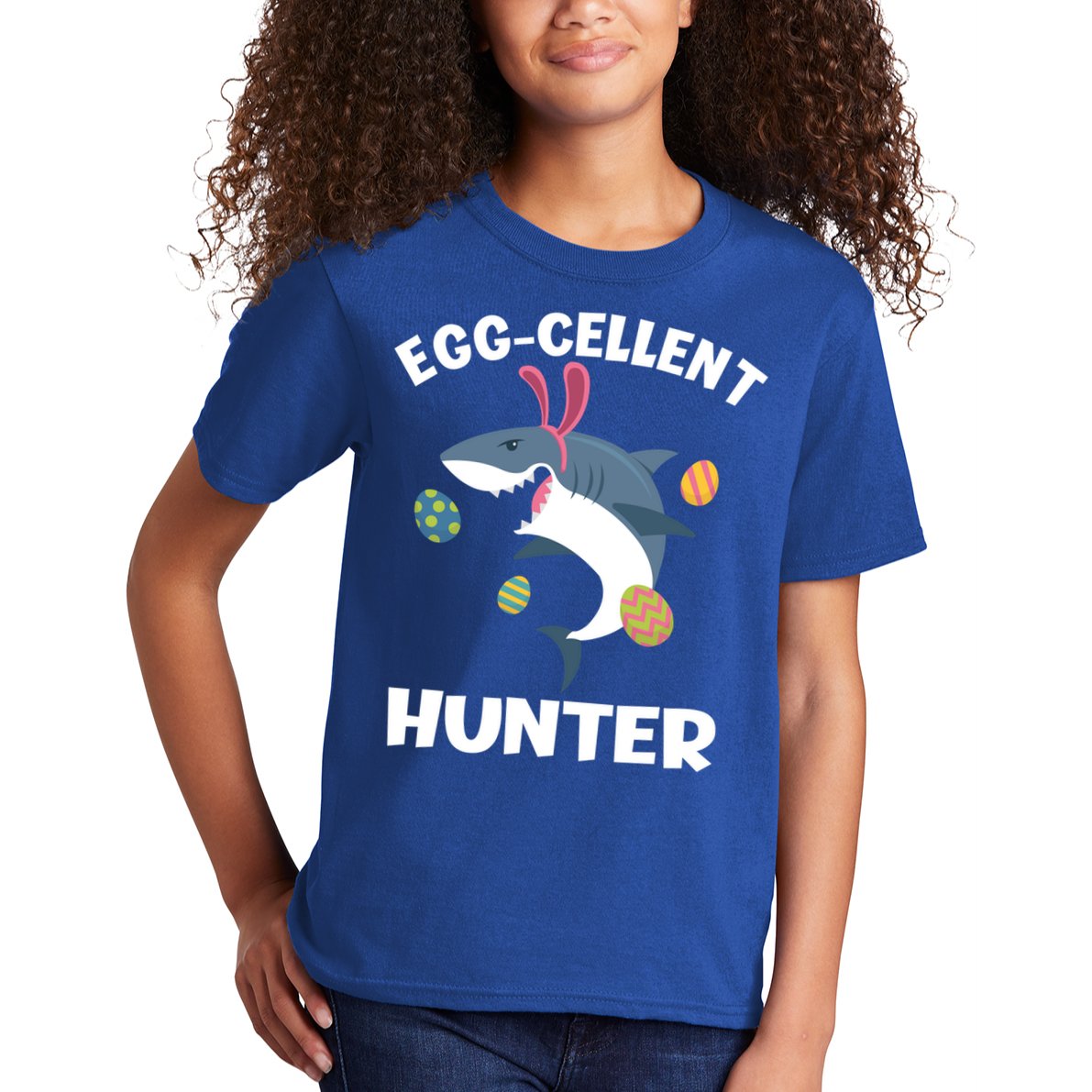 White Shark Bunny Eggfunny Giftcellent Hunter Funny Easter Cute Gift Kids T-Shirt