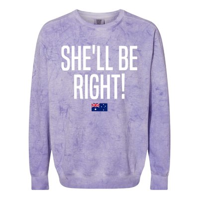 Wo She'll Be Right Australia Aussie Australian Slang V-Neck Colorblast Crewneck Sweatshirt