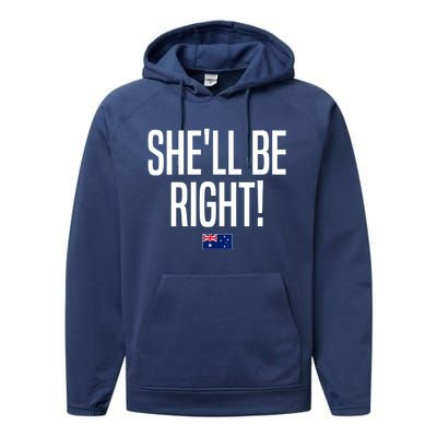 Wo She'll Be Right Australia Aussie Australian Slang V-Neck Performance Fleece Hoodie