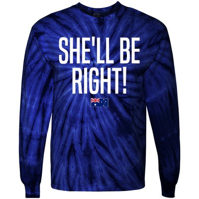 Wo She'll Be Right Australia Aussie Australian Slang V-Neck Tie-Dye Long Sleeve Shirt