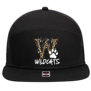 Wildcats Spirit Bold Letter W And Paw 7 Panel Mesh Trucker Snapback Hat