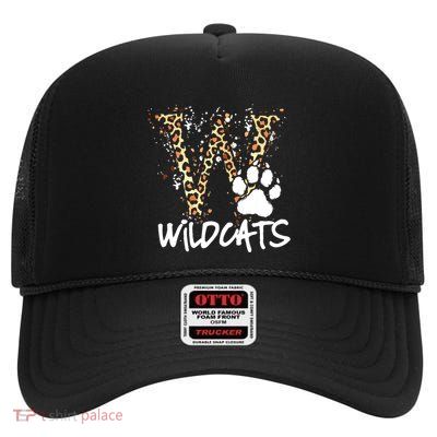 Wildcats Spirit Bold Letter W And Paw High Crown Mesh Back Trucker Hat
