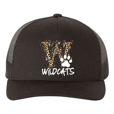 Wildcats Spirit Bold Letter W And Paw Yupoong Adult 5-Panel Trucker Hat