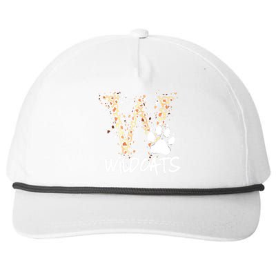 Wildcats Spirit Bold Letter W And Paw Snapback Five-Panel Rope Hat