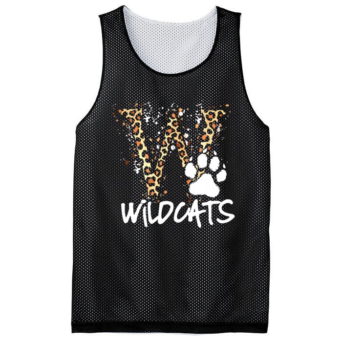 Wildcats Spirit Bold Letter W And Paw Mesh Reversible Basketball Jersey Tank