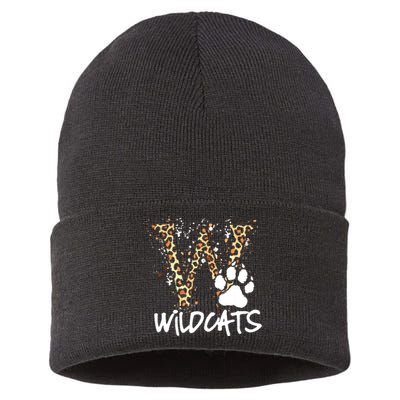 Wildcats Spirit Bold Letter W And Paw Sustainable Knit Beanie