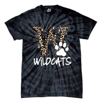 Wildcats Spirit Bold Letter W And Paw Tie-Dye T-Shirt