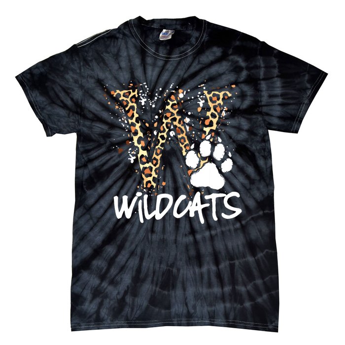 Wildcats Spirit Bold Letter W And Paw Tie-Dye T-Shirt