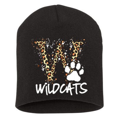 Wildcats Spirit Bold Letter W And Paw Short Acrylic Beanie