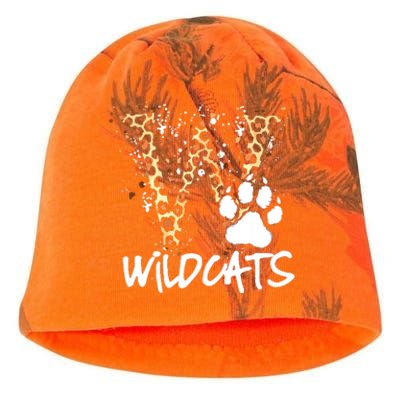 Wildcats Spirit Bold Letter W And Paw Kati - Camo Knit Beanie