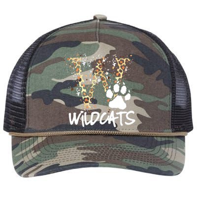 Wildcats Spirit Bold Letter W And Paw Retro Rope Trucker Hat Cap