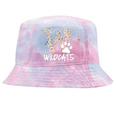 Wildcats Spirit Bold Letter W And Paw Tie-Dyed Bucket Hat