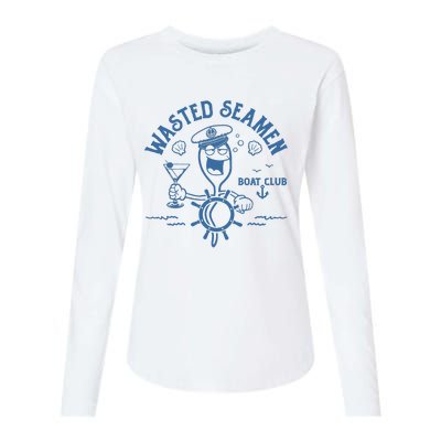 Wasted Seamen Boat Club Womens Cotton Relaxed Long Sleeve T-Shirt