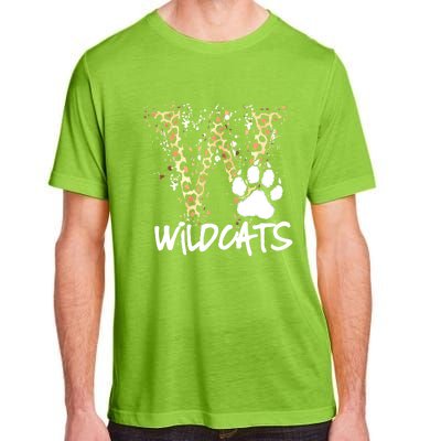 Wildcats Spirit Bold Letter W And Paw Print Adult ChromaSoft Performance T-Shirt