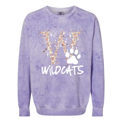 Wildcats Spirit Bold Letter W And Paw Print Colorblast Crewneck Sweatshirt