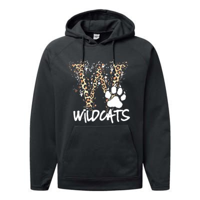 Wildcats Spirit Bold Letter W And Paw Print Performance Fleece Hoodie