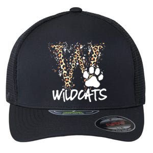 Wildcats Spirit Bold Letter W And Paw Print Flexfit Unipanel Trucker Cap