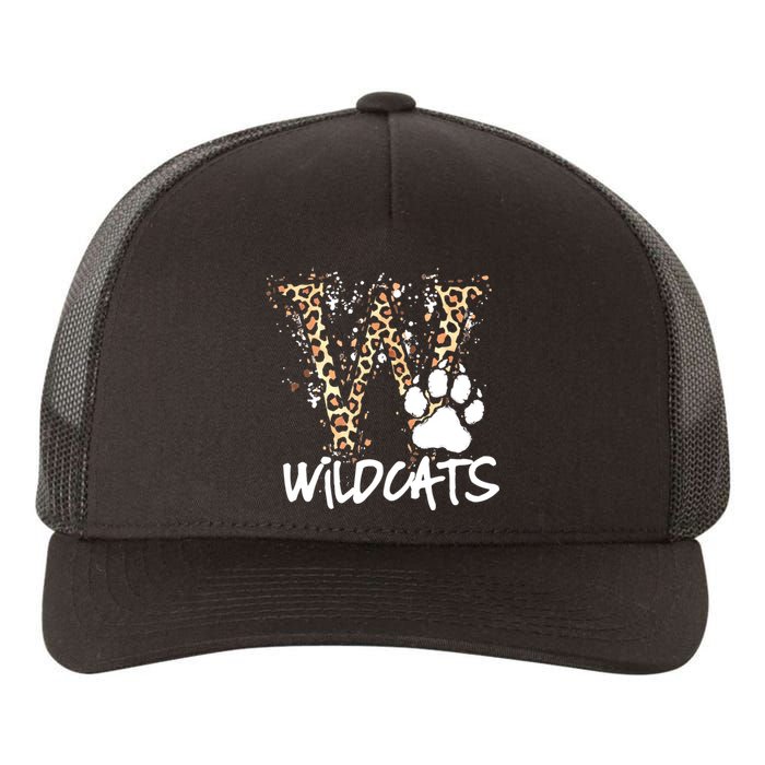 Wildcats Spirit Bold Letter W And Paw Print Yupoong Adult 5-Panel Trucker Hat