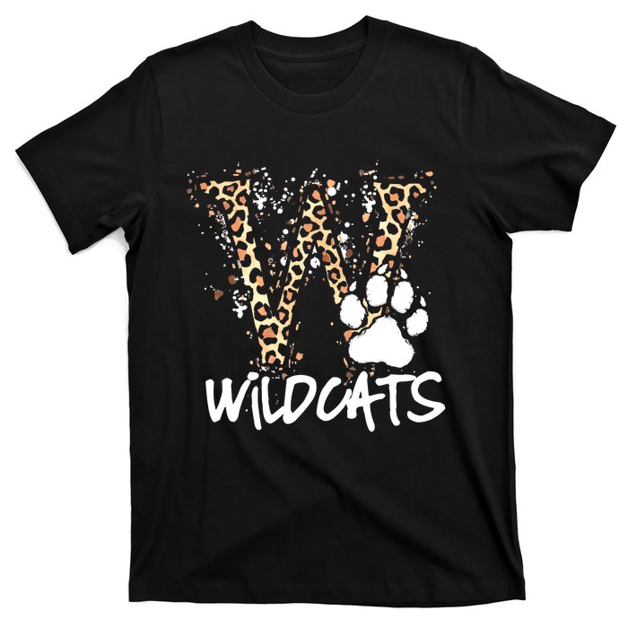 Wildcats Spirit Bold Letter W And Paw Print T-Shirt