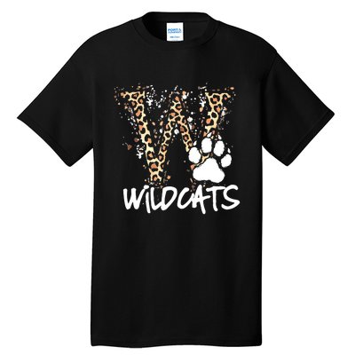 Wildcats Spirit Bold Letter W And Paw Print Tall T-Shirt