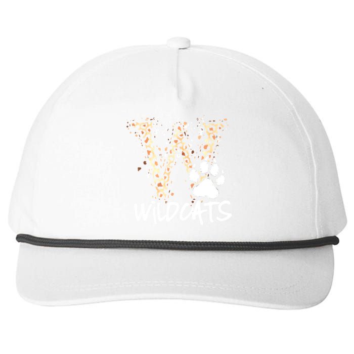 Wildcats Spirit Bold Letter W And Paw Print Snapback Five-Panel Rope Hat