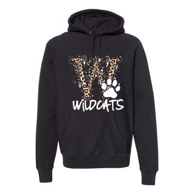 Wildcats Spirit Bold Letter W And Paw Print Premium Hoodie