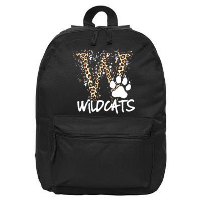 Wildcats Spirit Bold Letter W And Paw Print 16 in Basic Backpack