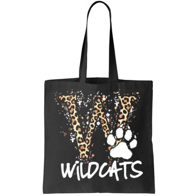 Wildcats Spirit Bold Letter W And Paw Print Tote Bag