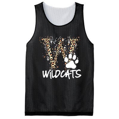 Wildcats Spirit Bold Letter W And Paw Print Mesh Reversible Basketball Jersey Tank