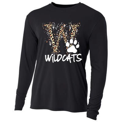 Wildcats Spirit Bold Letter W And Paw Print Cooling Performance Long Sleeve Crew