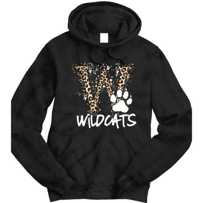 Wildcats Spirit Bold Letter W And Paw Print Tie Dye Hoodie