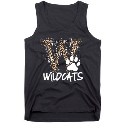 Wildcats Spirit Bold Letter W And Paw Print Tank Top