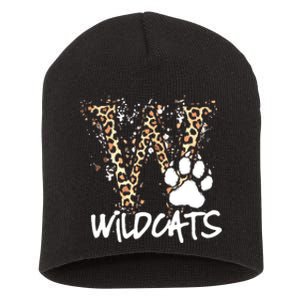 Wildcats Spirit Bold Letter W And Paw Print Short Acrylic Beanie