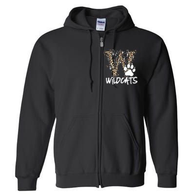 Wildcats Spirit Bold Letter W And Paw Print Full Zip Hoodie