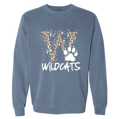 Wildcats Spirit Bold Letter W And Paw Print Garment-Dyed Sweatshirt