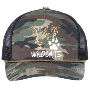 Wildcats Spirit Bold Letter W And Paw Print Retro Rope Trucker Hat Cap