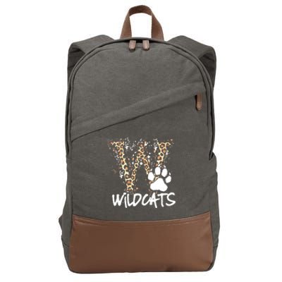 Wildcats Spirit Bold Letter W And Paw Print Cotton Canvas Backpack