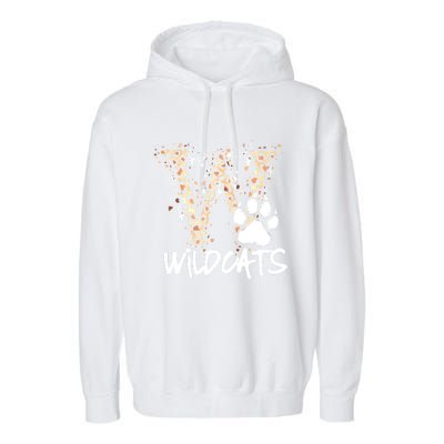 Wildcats Spirit Bold Letter W And Paw Print Garment-Dyed Fleece Hoodie