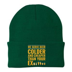 We Serve Beer Colder Cheaper Than Your Ex Funny Bartender Knit Cap Winter Beanie