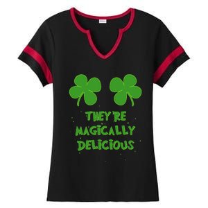 WoFunny Shamrock Boobs Saint St. Patrick's Paddys Day Irish Ladies Halftime Notch Neck Tee