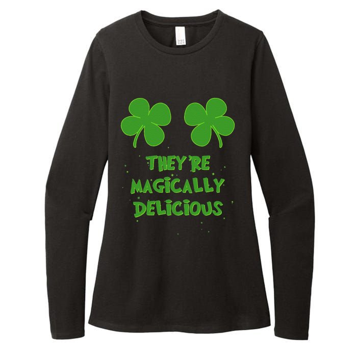 WoFunny Shamrock Boobs Saint St. Patrick's Paddys Day Irish Womens CVC Long Sleeve Shirt