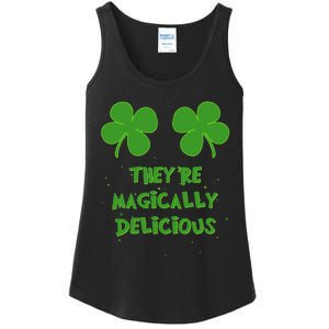 WoFunny Shamrock Boobs Saint St. Patrick's Paddys Day Irish Ladies Essential Tank