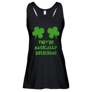 WoFunny Shamrock Boobs Saint St. Patrick's Paddys Day Irish Ladies Essential Flowy Tank