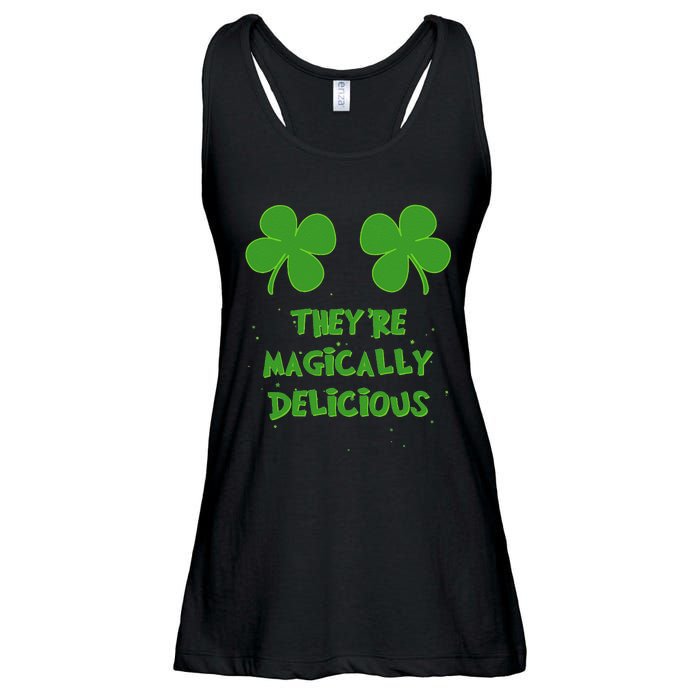 WoFunny Shamrock Boobs Saint St. Patrick's Paddys Day Irish Ladies Essential Flowy Tank