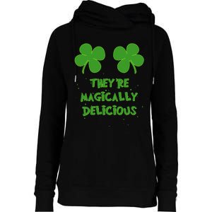 WoFunny Shamrock Boobs Saint St. Patrick's Paddys Day Irish Womens Funnel Neck Pullover Hood