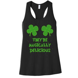 WoFunny Shamrock Boobs Saint St. Patrick's Paddys Day Irish Women's Racerback Tank