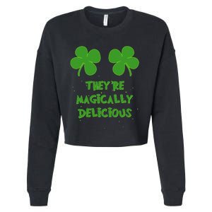 WoFunny Shamrock Boobs Saint St. Patrick's Paddys Day Irish Cropped Pullover Crew