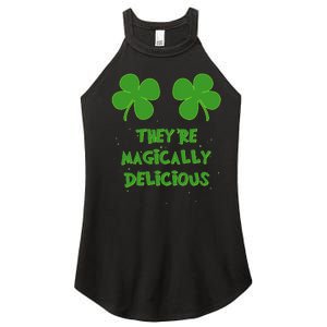 WoFunny Shamrock Boobs Saint St. Patrick's Paddys Day Irish Women's Perfect Tri Rocker Tank